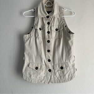 Marc Cain white denim button up waistcoat vest